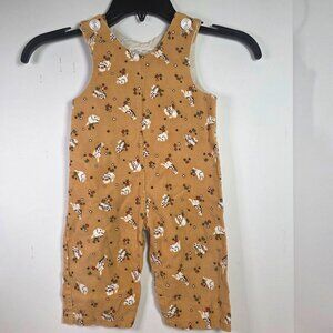 Vintage K-Mart Toddler Overalls 12M Corduroy Animal Print 100% Cotton Brown